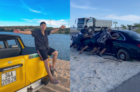 Cẩn thận bị lún cát khi lái ôtô du lịch Bàu Trắng